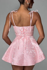 A-line Short Spaghetti Straps Satin Sleeveless Homecoming Dress