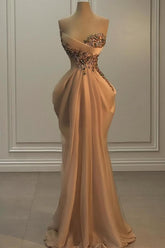 Sweetheart Satin Mermaid Long Prom Dress with Beads