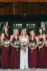 Convertible Long A-line Burgundy Bridesmaid Dresses Multiway Infinity Dress