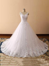 Gorgeous Long Ball Gown Tulle Lace V-Neck Backless Wedding Dresses