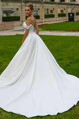 Fabulous Long Mermaid One Shoulder Chapel Train Satin Wedding Dress with Ruffles