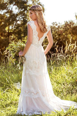 Elegant Long A-line Sweetheart Lace Tulle Wedding Dress