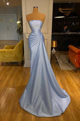 Simple Long Mermaid Satin Evening Formal Prom Dresses