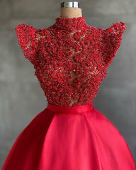Long Bateau Floor Length Beading Satin Ruffles Prom Dress