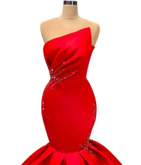Chic Long Mermaid Floor Length Satin Ruffles Prom Dress