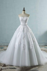 Elegant Long A-line Sweetheart Appliques Lace Wedding Dresses