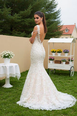 Elegant Long Mermaid Sweetheart Court Train Lace Tulle Spaghetti Strap Wedding Dresses