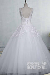 Elegant Long Tulle Lace Ball Gown Wedding Dresses