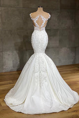 Long Lace V-neck Sleeveless Mermaid Wedding Dresses