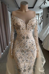 Luxury Long Sleeves Off the Shoulder Mermaid Prom Dresses