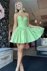 Sweetheart A-Line Short Satin Homecoming Dress
