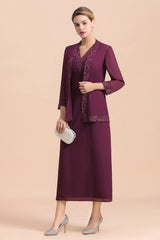 V-neck Elegant Sleeveless Lace Appliques Mother of Bride Dress With Wraps