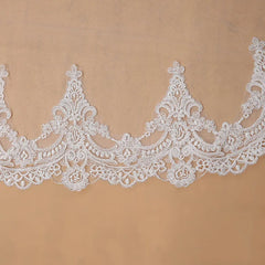 White Wedding Veil Long Bridal Veil with Lace