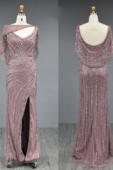 Elegant Long Mermaid V-neck Glitter Formal Evening Dresses with Slit