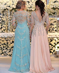 Vintage Long Sleeve Floor Length Mermaid Mother Of Bride Dress With Beading