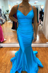 Long Mermaid Sweetheart Backless Floor Length Prom Dress