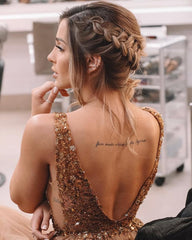 Chic Long V-neck Tulle A-line Tulle Backless Prom Dress