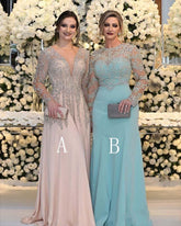 Vintage Long Sleeve Floor Length Mermaid Mother Of Bride Dress With Beading