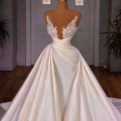 Long Mermaid Satin Lace Off the Shoulder Sequined Wedding Dress