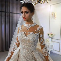 Gorgeous Long Mermaid Sweetheart Long Sleeve Appliques Lace Floor Length Wedding Dress