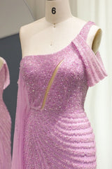 Luxury Long One Shoulder Mermaid Front Slit Evening Formal Dresses