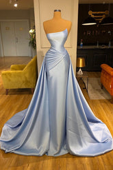 Elegant Long Mermaid Strapless Satin Formal Prom Dress