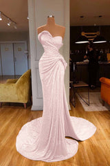 Red Mermaid Sweetheart Sequin Long Prom Dress