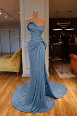 Red Mermaid Sweetheart Sequin Long Prom Dress