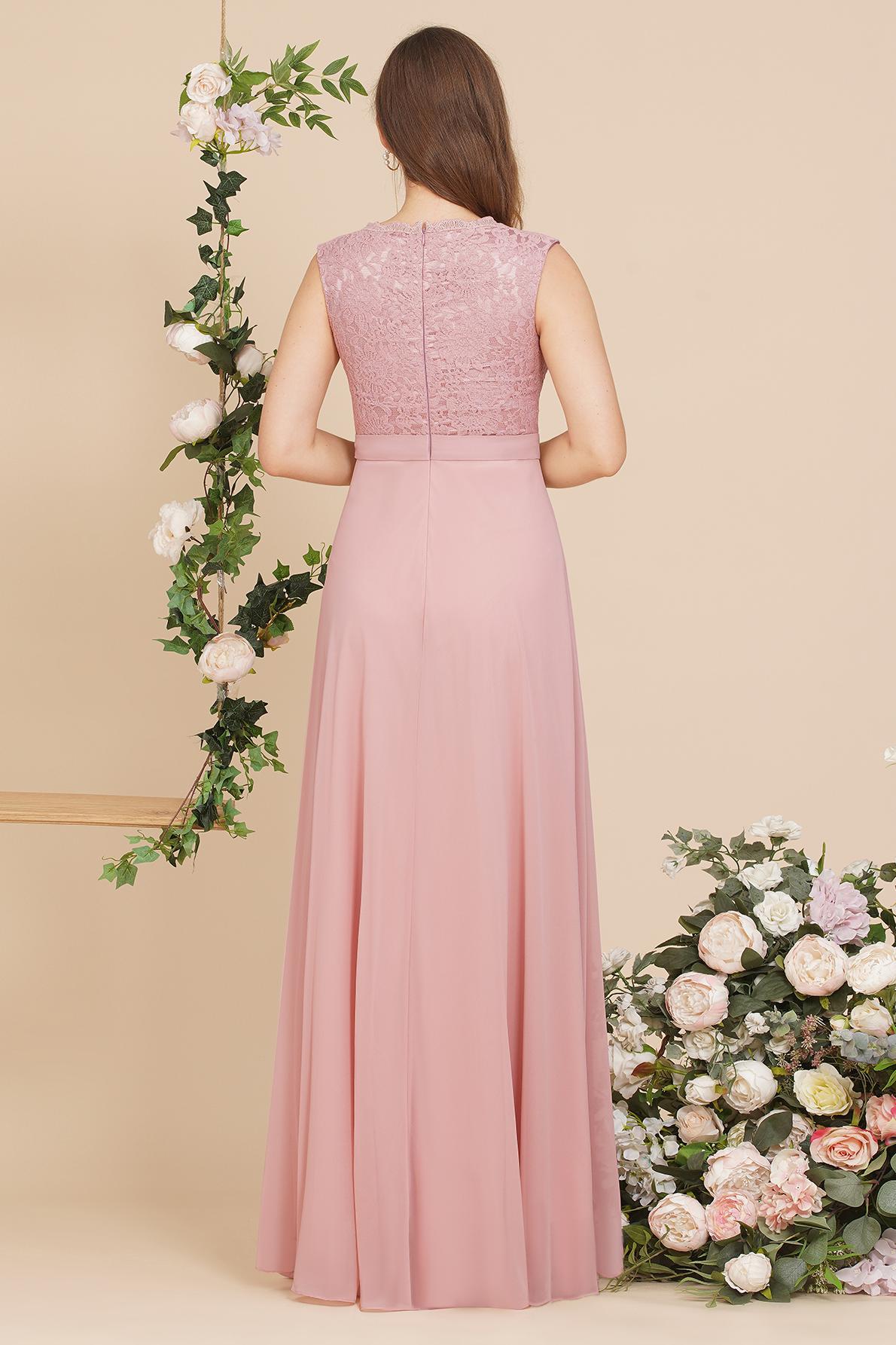 Elegant Chiffon Floral Lace Long Evening Dress