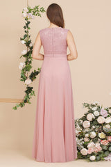 Elegant Chiffon Floral Lace Long Evening Dress