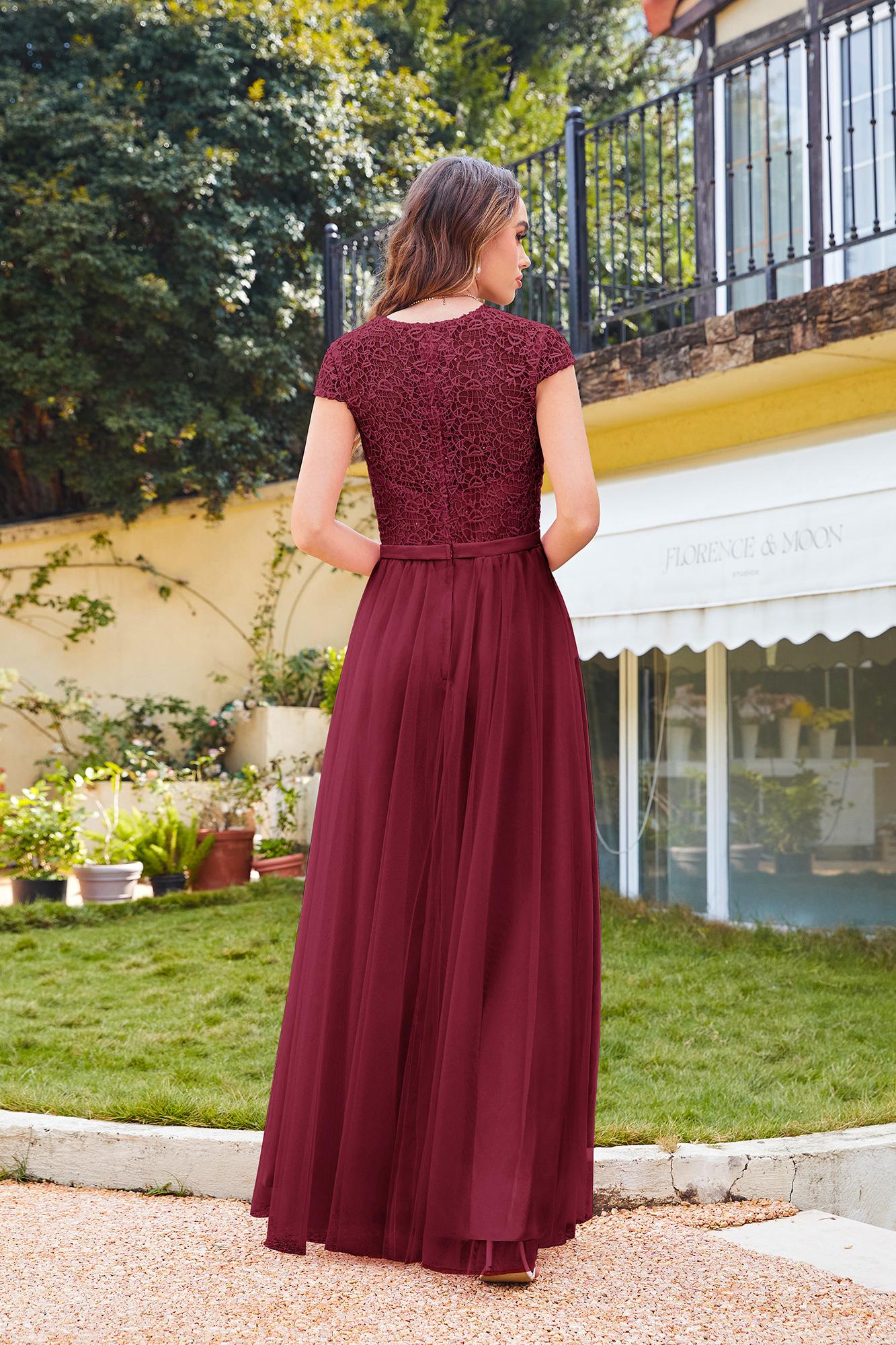 Long A-line Chiffon Crew Neck Floor Length Bridesmaid Dress