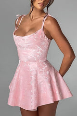 A-line Short Spaghetti Straps Satin Sleeveless Homecoming Dress