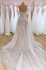 Long Bateau Keyhole Appliques Lace Tulle Mermaid Wedding Dress