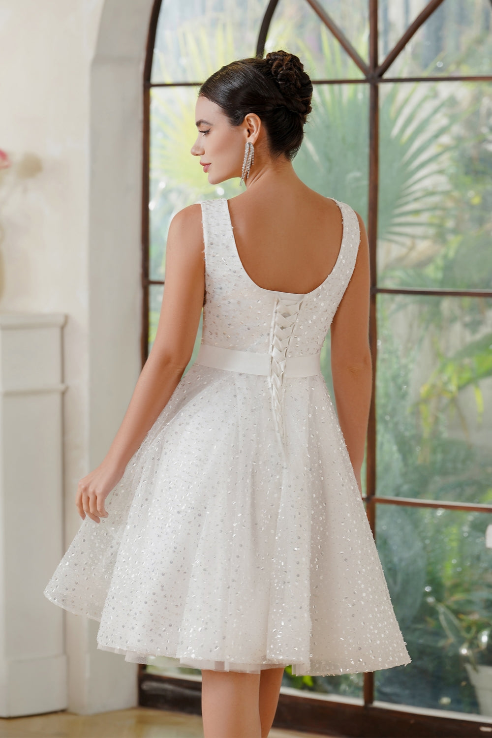 Elegant Short A-line Sleeveless Chiffon Knee length Formal Prom Dress