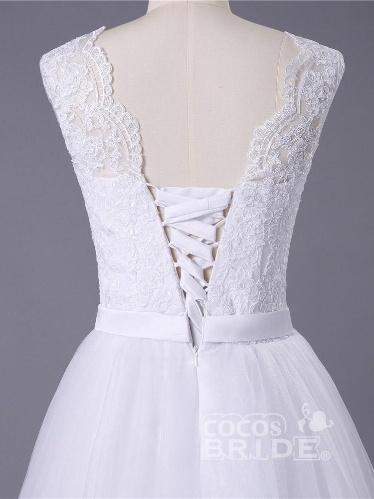 Elegant Long A-line Sweetheart Lace Tulle Boho Wedding Dresses