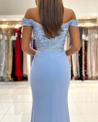 Chic Long Off the Shoulder Lace Floor Length Mermaid Prom Dress