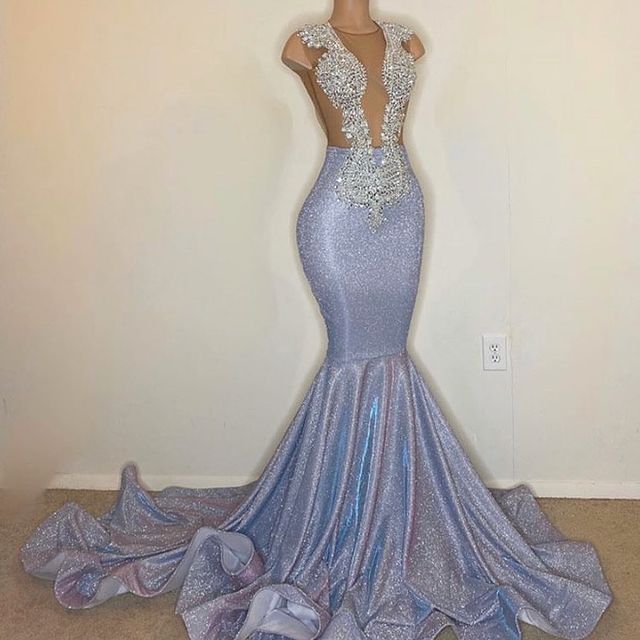 Mermaid Bateau Sequins Long Ruffles Prom Dress With Appliques