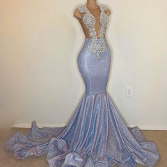 Mermaid Bateau Sequins Long Ruffles Prom Dress With Appliques