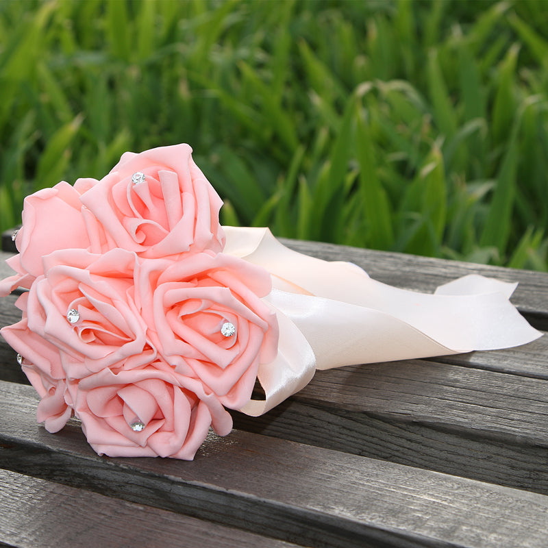 Simple Silk Rose wedding Bouquet in Multiple Colors