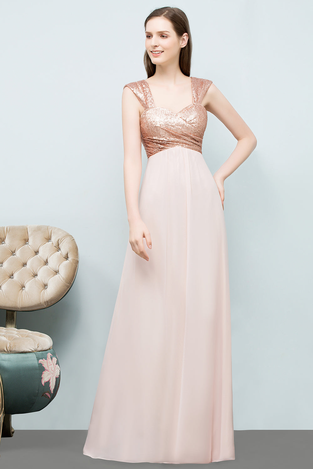 Chic Long Sweetheart Chiffon A-line Evening Dress