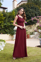 Elegant Chiffon Floral Lace Long Evening Dress
