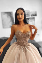 Elegant Long Ball Gown Sweetheart Tulle Lace Formal Prom Dresses