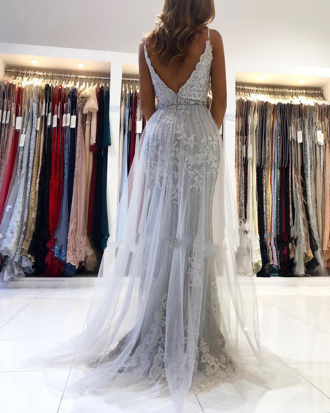 Elegant Long Mermaid Sweetheart Open Back Front Slit Prom Dress