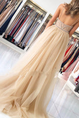 Long Spaghetti Straps Sweetheart Beading Mermaid Prom Dress With Tulle Train