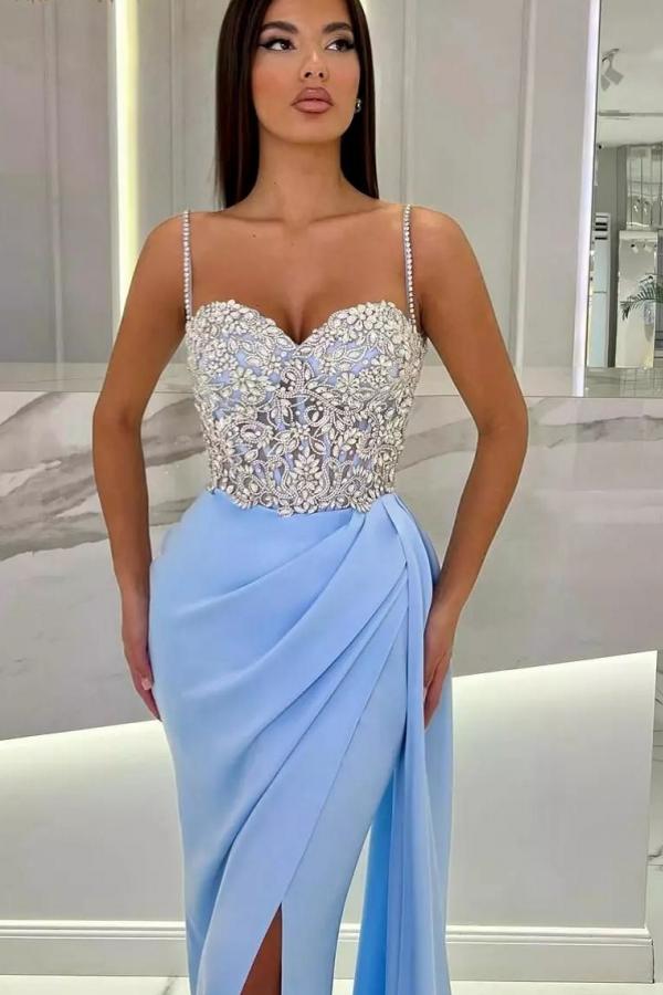 Gorgeous Long Mermaid Sweetheart Beading Prom Dresses with Split