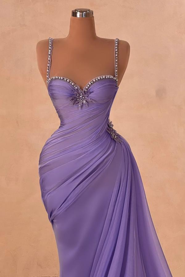 Long Spaghetti Straps Mermaid Prom Dress with Beads