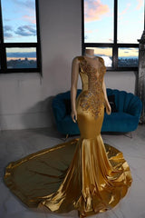 Gorgeous Mermaid V-neck Satin Long Prom Dress with Beads