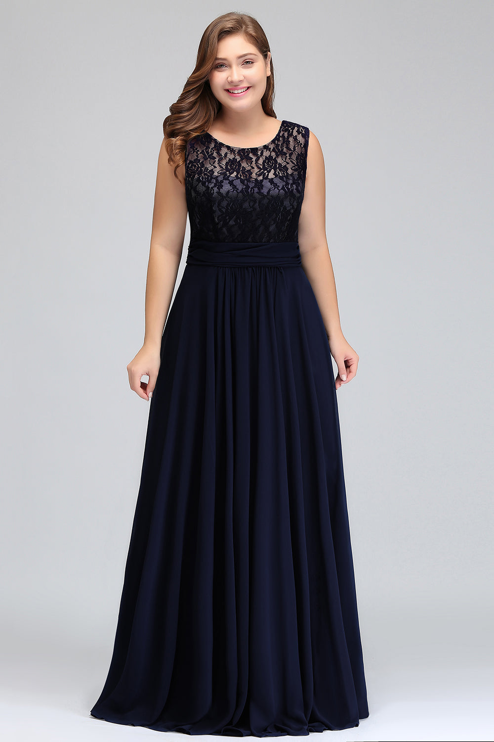 Classy Bateau Sleeveless A-Line Chiffon Floor Length Ruffles Prom Dress