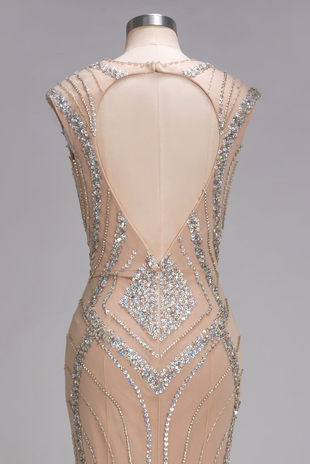 Long Mermaid V-neck Floor Length Sleeveless Sequins Prom Dresses