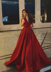 Elegant Long A-line Off the Shoulder Satin Floor length Prom Dress